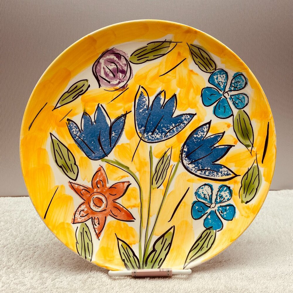 NWT Strata Group Giverney Yellow Floral 11" Dinner Plate, Hand-Painted Portugal